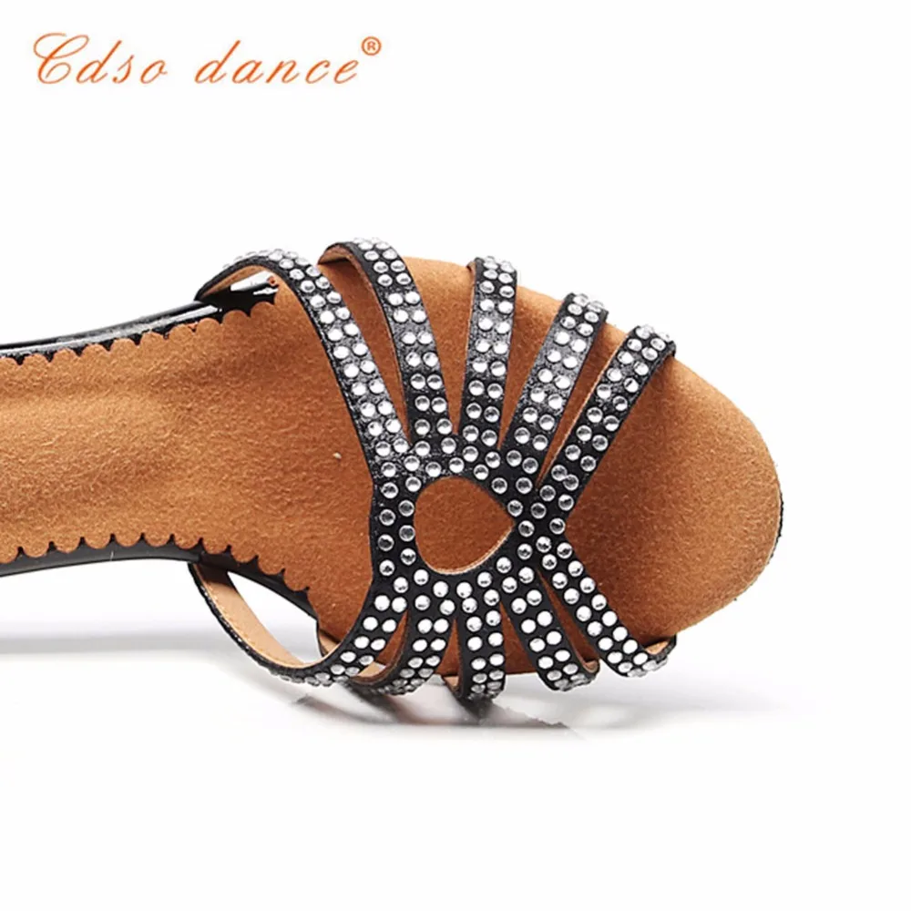 Cdso dance 10316 черная танцевальная обувь из искусственной кожи со стразами для