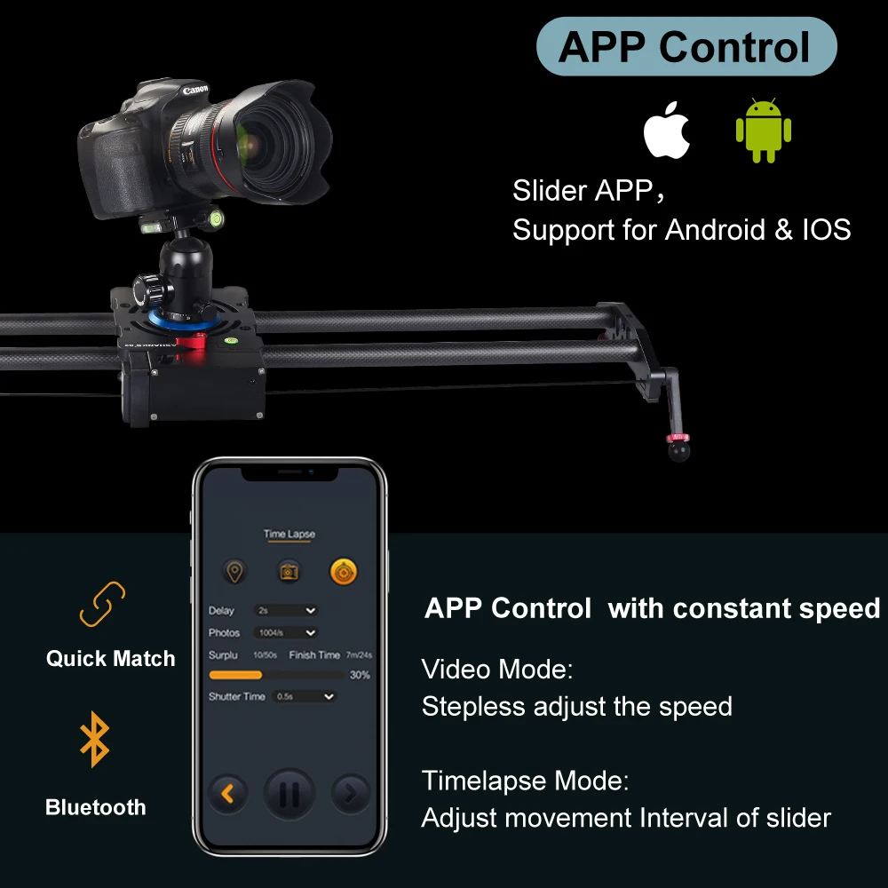 ASHANKS Bluetooth углеродная камера Slider моторизованный Электрический Управление