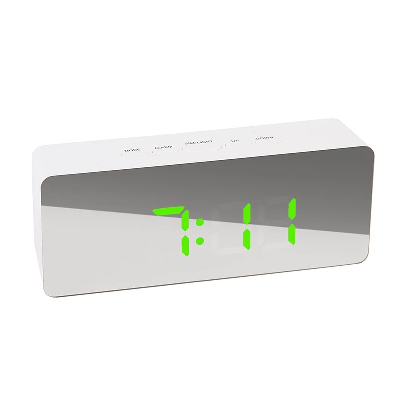 Rectangle-green Зеркальный светодиодный Будильник ночные огни термометр цифровые настенные часы лампа квадратный прямоугольник многофункциональные настольные часы - Цвет: Rectangle-green