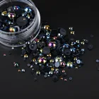 Разноцветные жемчужные бусины черного цвета из АБС-пластика, примерно 15 глот, полукруглые жемчужные бусины с плоским основанием для дизайна ногтей и телефонный чехол, аксессуары для поделок