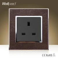 wallpad hotel 13a uk socket high end goats brown leather panel ac 110v 250v 13amp uk standard wall socket free shipping