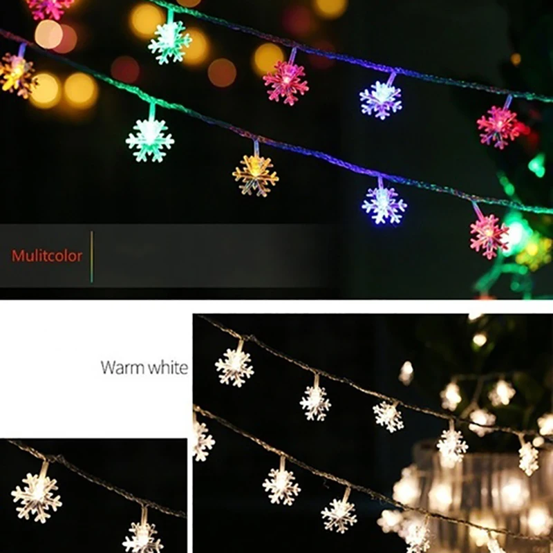 1PC 220V Snowflake Light String Led Fairy Christmas Party Home Wedding Garden Garland Xmas Tree Decorations New | Освещение