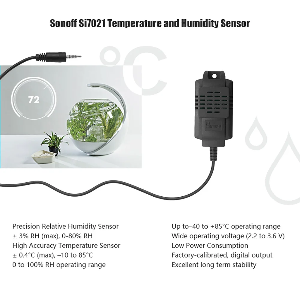 Высокая точность модуль мониторинга для Sonoff TH10 и TH16 SONOFF Сенсор Si7021 Температура