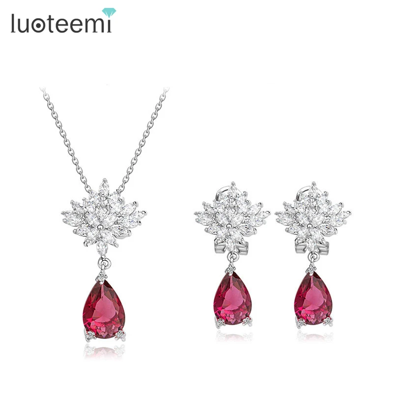 Роскошные женские серьги LUOTEEMI 4 цветов с кубическим цирконием класса ААА