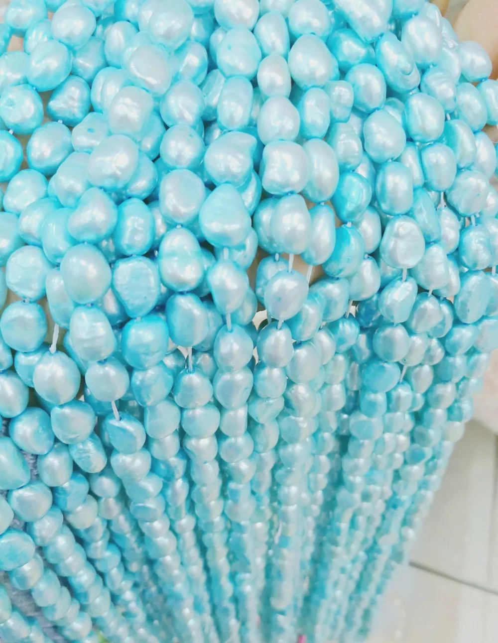 

Real Natural Freshwater pearl 9MM Light blue pearl baroque pearl Loose Beads one strands 35cm 15'' DIY gift
