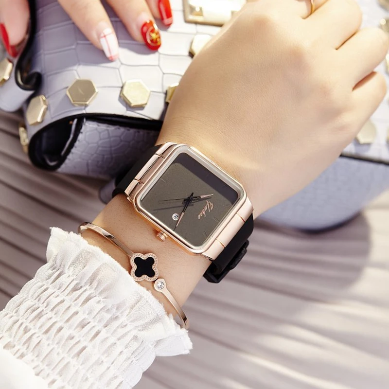 Брендовые женские часы, женские силиконовые квадратные часы reloj mujer, роскошные нарядные часы, женские кварцевые наручные часы из розового золота, Montre Femme