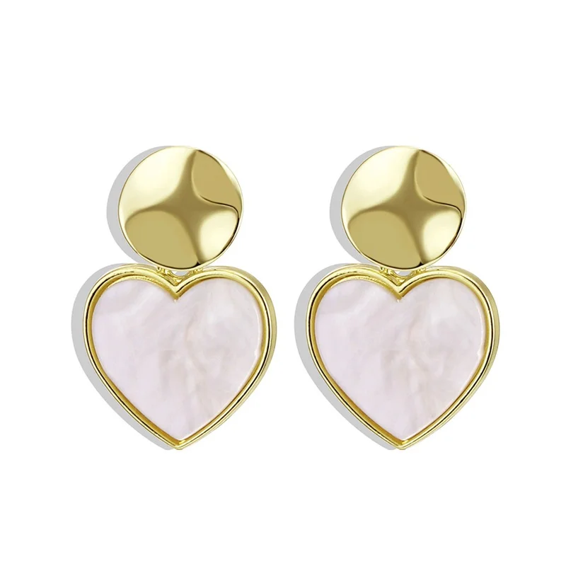 FNIO Gold Korean Fashion Heart Drop Earrings For Women 2019 NEW Trendy Handmade Geometric Round Sequin Dangle Earring Jewelry | Украшения и