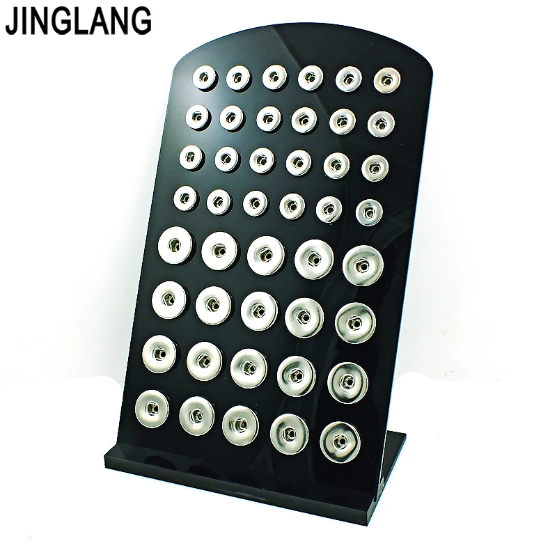 

JINGLANG 12mm and 18mm Mix Snap Button Display Stands Fashion Black Acrylic Interchangeable Snap Jewelry Display Board