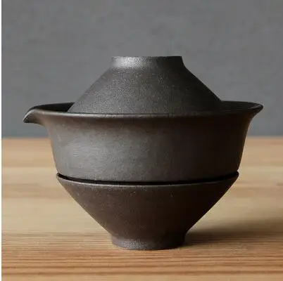 TANGPIN Японский керамический заварочный чайник Gaiwan, чайная чашка для пуэр, японский чайный набор, посуда для напитков - Цвет: Черный