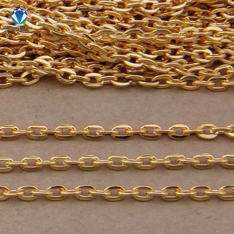 Gold MINGXUAU 5 м/лот родий/серебро/золото/бронза/античная бронза покрытые цепочки для ожерелья латунь оптом для DIY ювелирных изделий материалы - Цвет: Gold