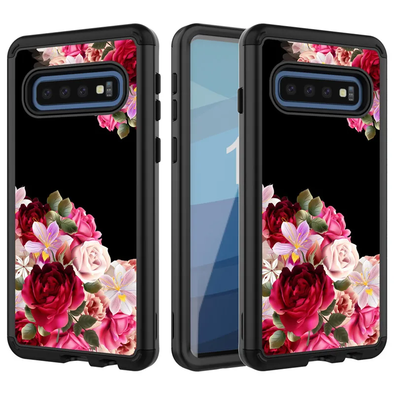 Передняя и задняя 360 градусов полный корпус защитный чехол для samsung note10 Plus мраморный цветок блестящий PU силиконовый ударостойкая гибридная Броня