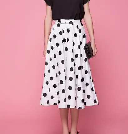 Женская шифоновая юбка с принтом в горошек длинная трапеция винтажном стиле