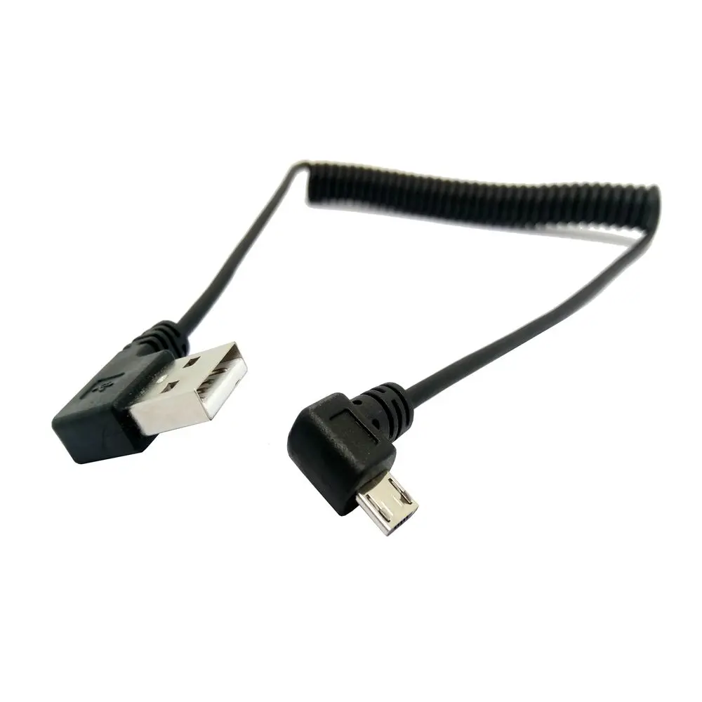 Micro usb штекер 90 градусов левый угловой к пружинный выдвижной Эластичный кабель
