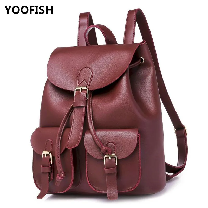 YOOFISH Модный женский рюкзак из искусственной кожи в студенческом стиле для