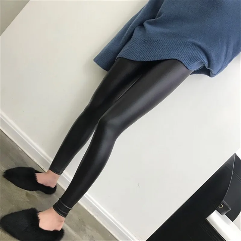 S 5XL женские леггинсы из искусственной кожи очень эластичные Jegging длиной до