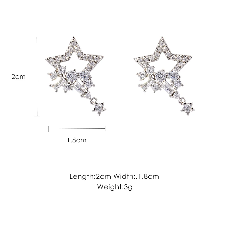 925 silver needle star earrings girl simple personality hipster fashion fresh temperament | Украшения и аксессуары
