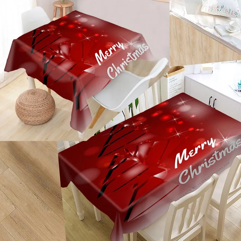 Merry Christmas Tree пользовательские Скатерти Оксфорд печати прямоугольный Водонепроницаемый Oilproof покрытие стола площадь свадьба скатерть - Цвет: 11