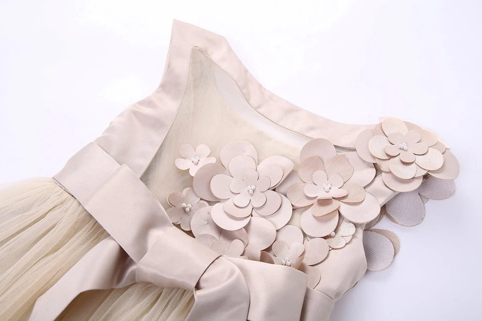 Милое Свадебное платье для девочек вечернее без рукавов с цветами детская одежда