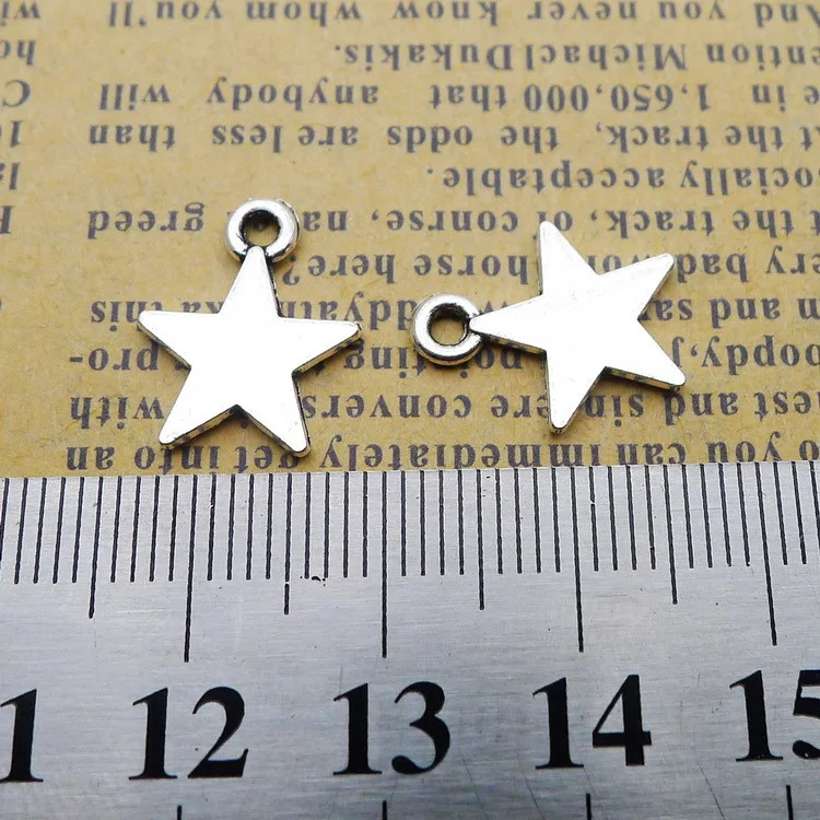 

250pcs Charm star pendants 13*15mm Antique silver Handmade Jewelry findings Making DIY Supplies European Alloy accessories Hot