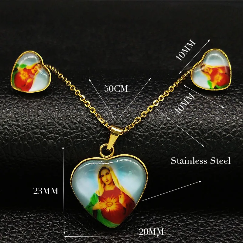 Набор украшений из нержавеющей стали ожерелье серьги цвет золото девственные