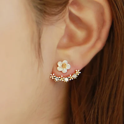 

925 pure silver flower neckband stud earring earrings accessories elegant sweet anti-allergic gift