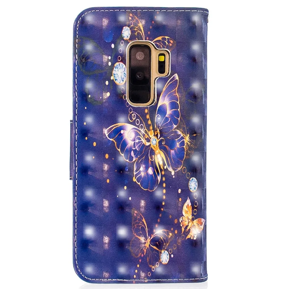 IMIDO Cute Cartoon 3D Butterfly Painted Phone Case For Samsung Galaxy S9 S8 Plus A8 A6 J4 J6 2018 J330 Leather PU Cover Coque |