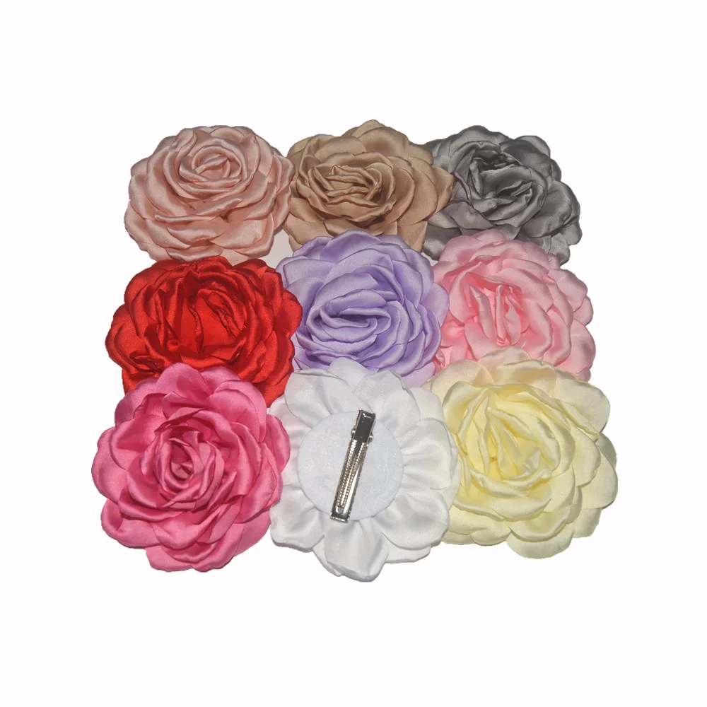 Заколки для волос с атласными краями 20 шт./лот 3 7 дюйма зажимы цветами из пионовой