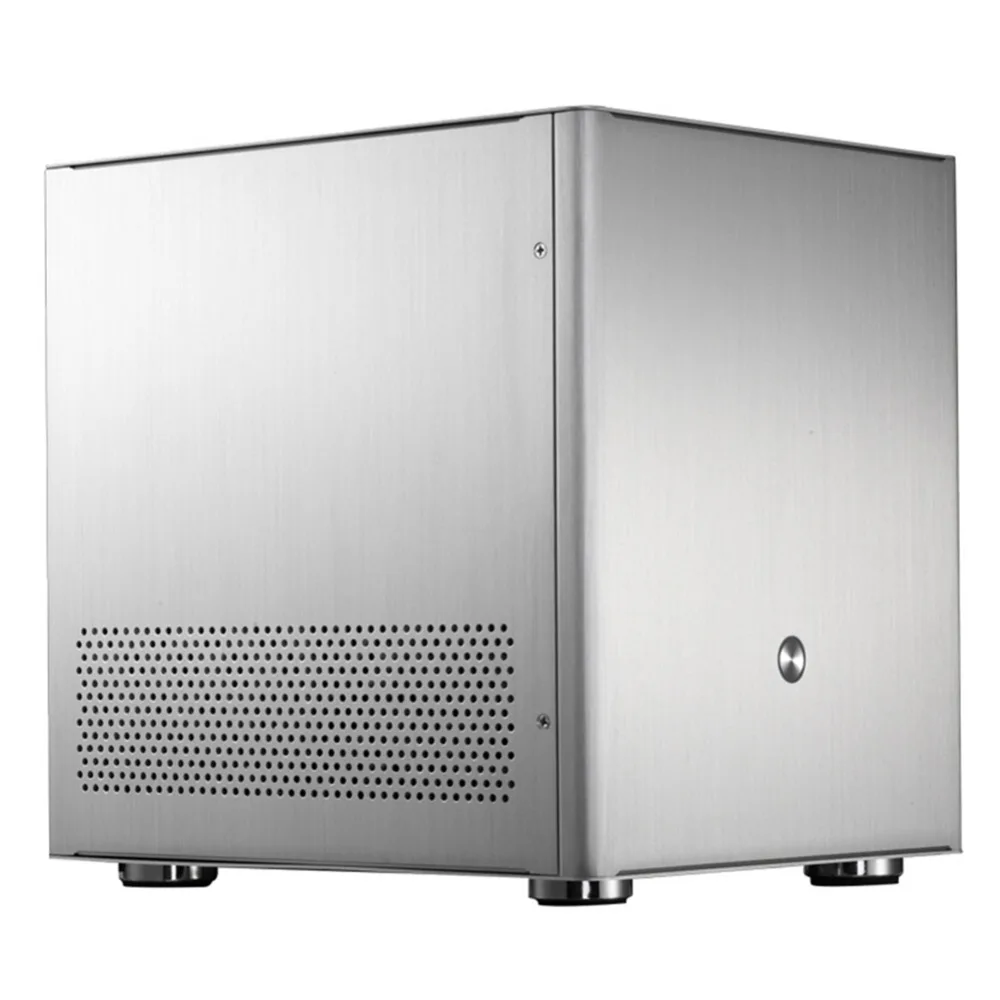 Алюминиевый сплав мини-чехол для настольного компьютера для M-ATX ITX материнская плата серебристый чехол для компьютера башни с 4 слотами расширения