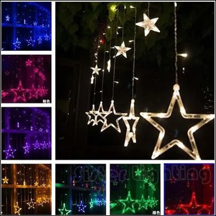 Гирлянда занавеска со звездами 220 В рождественское Новогоднее украшение