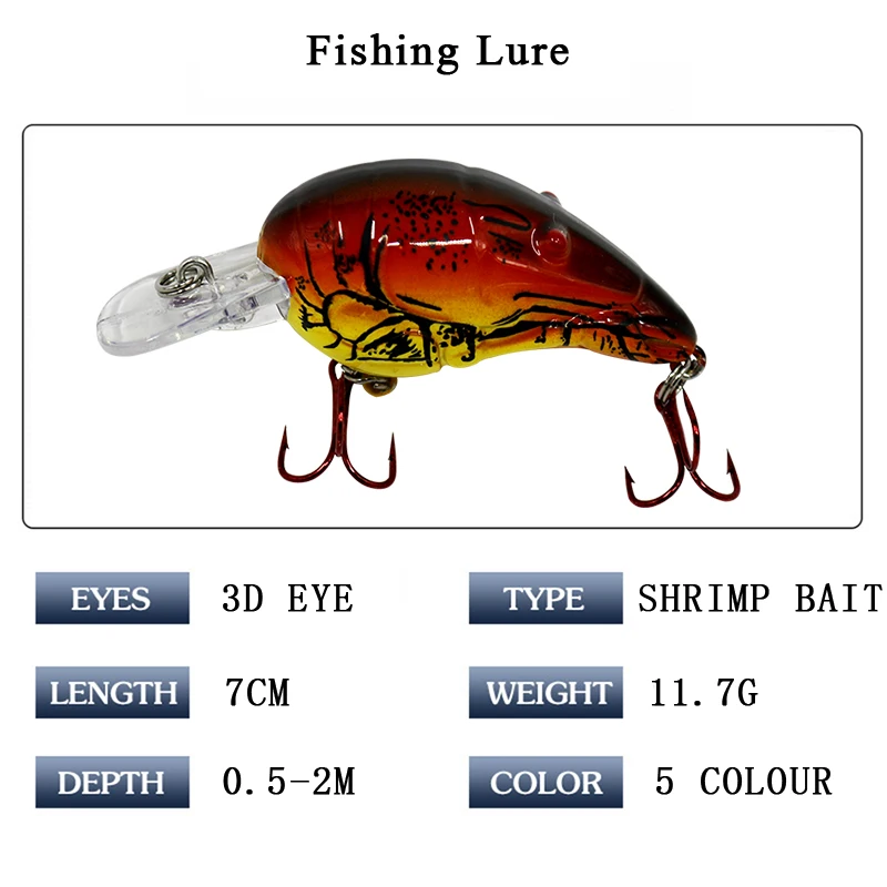 TUYA 5pcs/set Squid Lure Bionic Shrimp Fishing Lures Minnow Crankbait Wobblers Artificial Hard Bait cuttlefish 7cm 11.7g | Спорт и