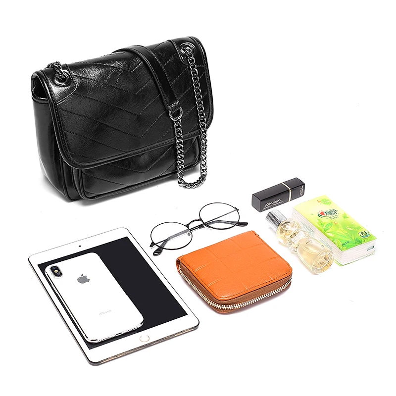 Сумки через плечо для женщин 2019 черная кожаная дизайнерская модная женская сумка