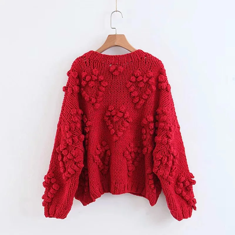 High quality Women Sweaters 2018 Fashion O-neck Long Sleeve Heart Shape Knitted Pullovers | Женская одежда