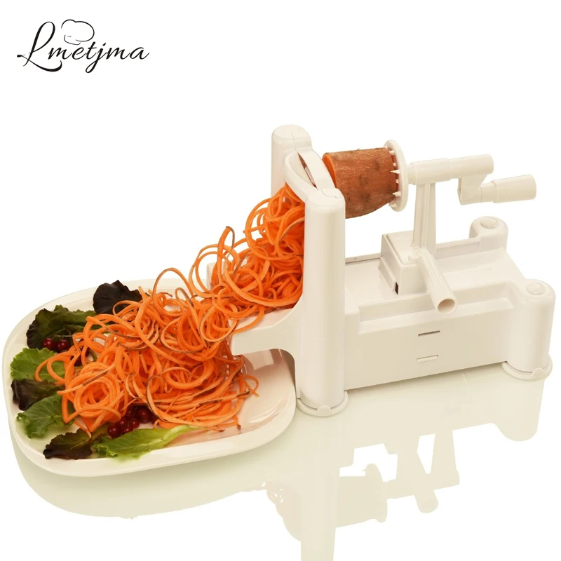 LMETJMA Veggie Spiralizer овощерезка с 3 лезвиями из нержавеющей стали ручной Овощной спиральный слайсер Терка инструменты LK0915A