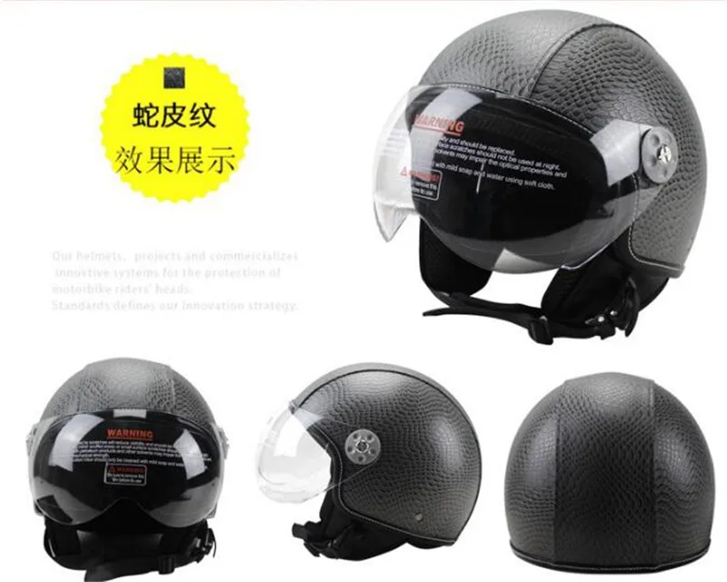 

Open Pu Leather Helmet Motocross Capacete De Capacete Cascos Para Casque Moto Motorcycle Accessories Atv Motorcycle Kask