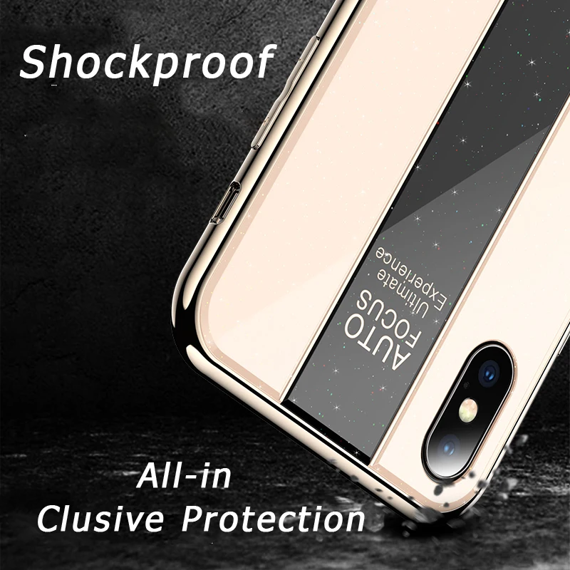 Luxury Mirror For iPhone XS 10S Max XR X 8 7 6 6s Plus Plating 4 in 1 PC Case Soft Silicone Glass Back Cover xr xs max Shell | Мобильные