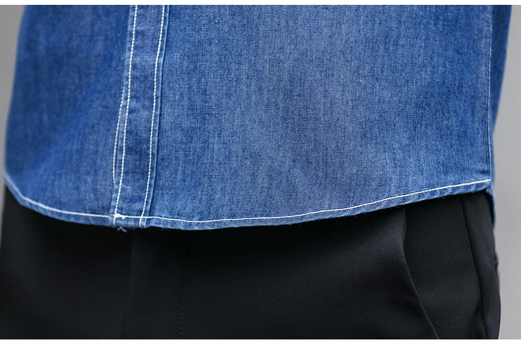 LONMMY 4XL Denim shirt male long sleeves men dress Cotton cowboy blouses Jeans casual slim fit 100% cotton 2018 Spring | Мужская одежда