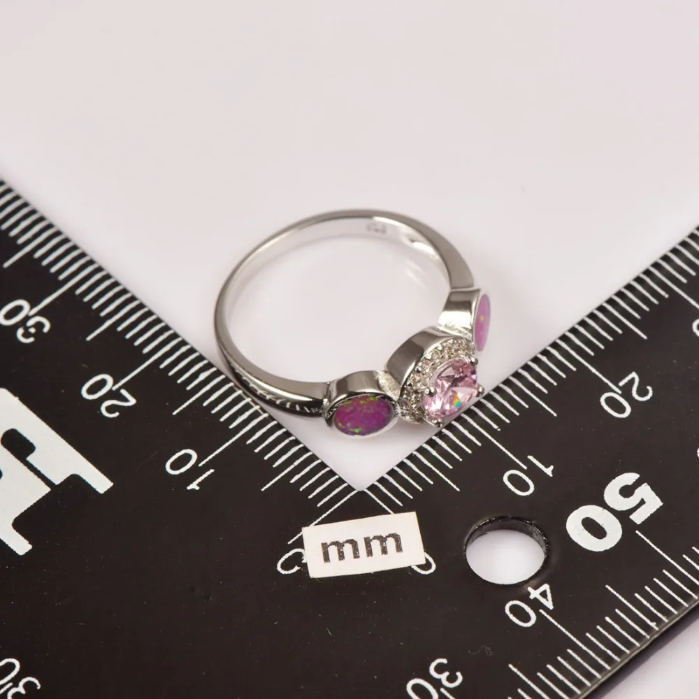Женское кольцо из серебра 925 пробы с розовым огненным опалом|ring size|ring size 5ring |