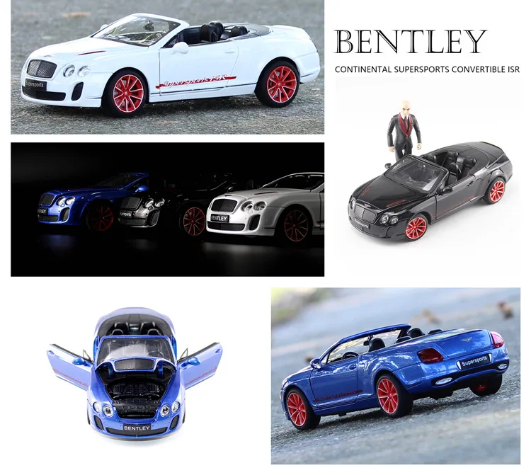 Новинка, 1:24, bentley, Континентальный суперспортивный трансформер, isr, металлический автомобиль, литой под давлением, драгоценная Коллекционная модель автомобиля, игрушки со звуком и светильник