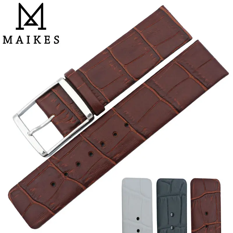 Ремешок для часов MAIKES, из натуральной кожи аллигатора коричневого цвета