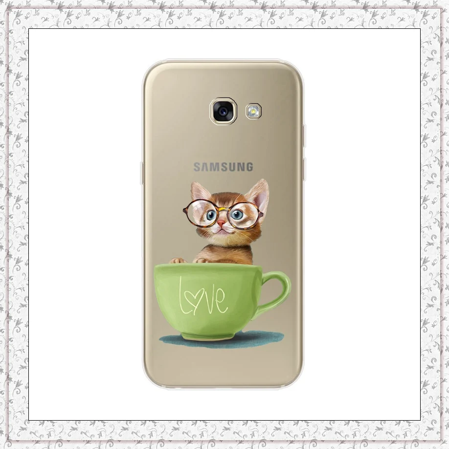 Cup Cat Для samsung Galaxy A5 Мягкий силиконовый чехол с принтом милые Чехлы для samsung A 5 A520F 5," Fundas Coque противоударный чехол - Цвет: Cup Cat