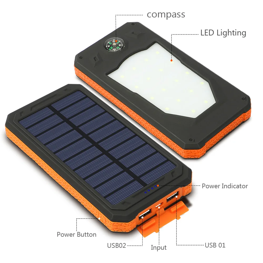 Tollcuudda 10000 mAh Солнечное Paverbank Зарядное устройство Портативный Мощность Pover Bank