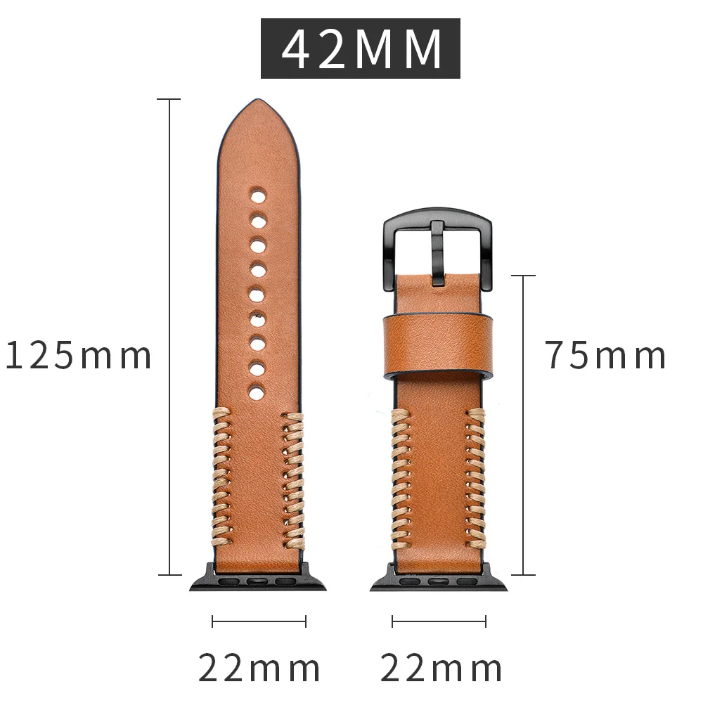 For Apple Watch Series 4 Newest Genuine Leather Handmade Line Band Wrist Strap 1 2 3 Bracelet |