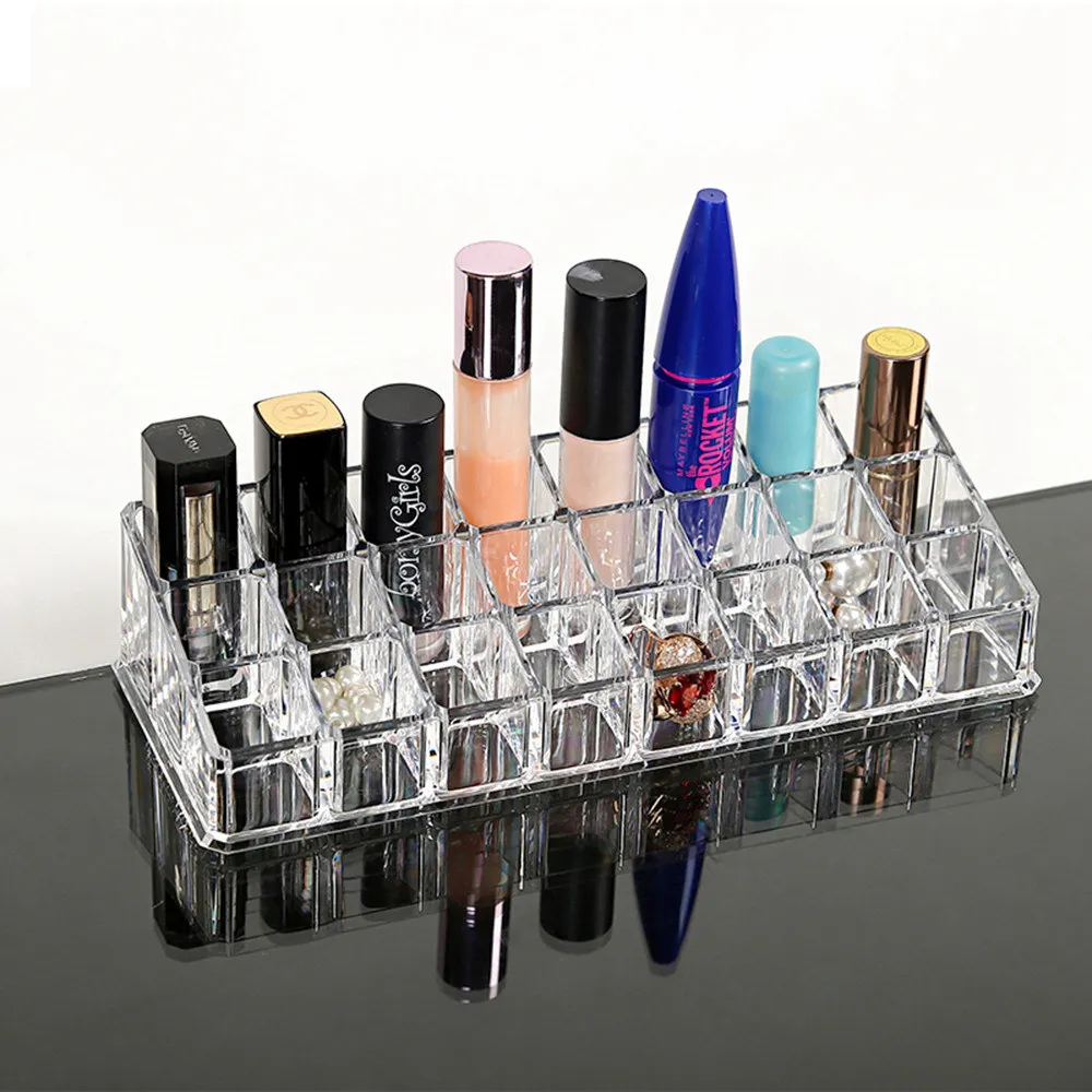 Прозрачная акриловая помада Настольный ящик для хранения губ пластиковый