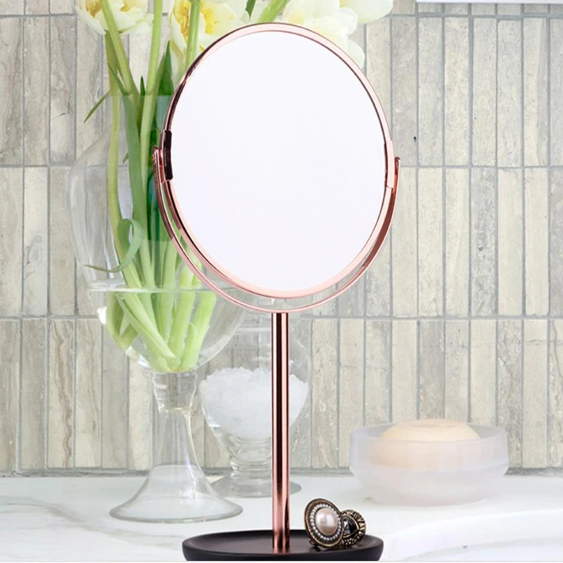 Makeup Mirror 360 RotadingTriple Magnification Brass Round Double Sided Desktop Vertical Metal Vintage Beauty With Handle | Красота и