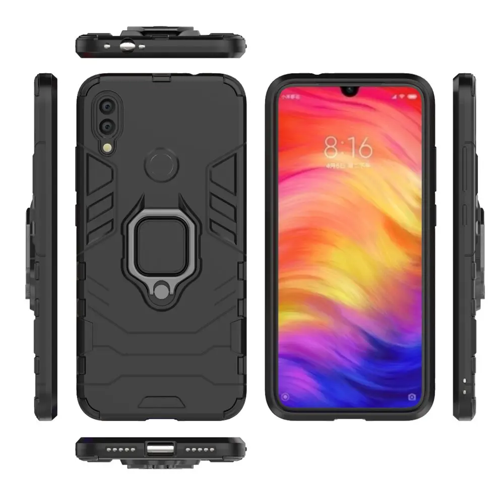 shockproof 360 Degree Rotation Ring Holder Kickstand Hybrid Armor Protective Case for Xiaomi Redmi Note 7 | Мобильные телефоны и