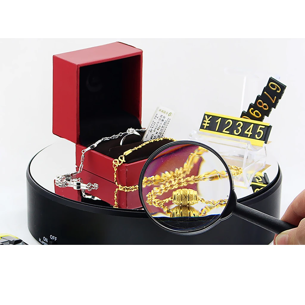 PVC Mirrored Display Base Electric Rotating Turntable Phone Bag Show Stand Black for 360 Degree Images