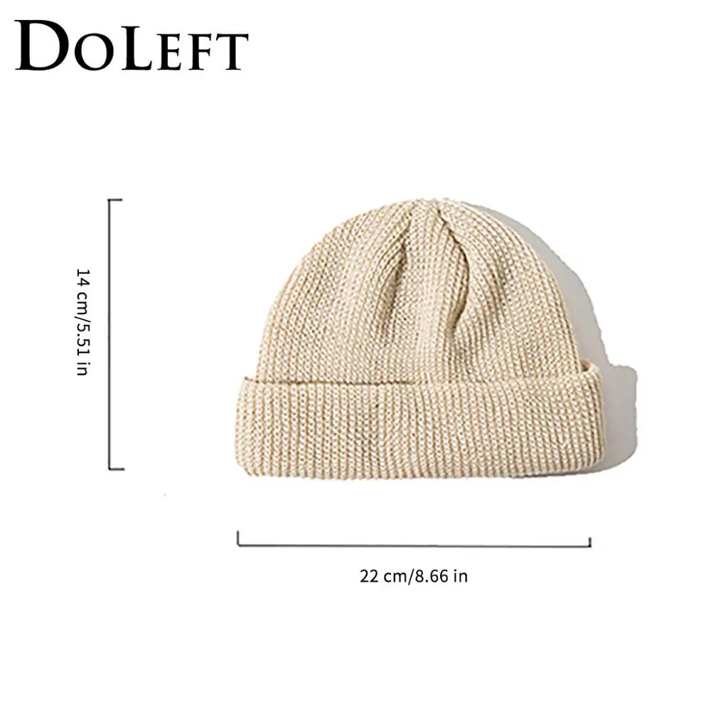 DOLEFT, зимняя, ребристая, вязаная, с манжетами, короткая, дыня, шапка s, унисекс, одноцветная, Череп, шапка, Ретро стиль, шапочка, лыжная, зимняя, женская, вязаная шапка
