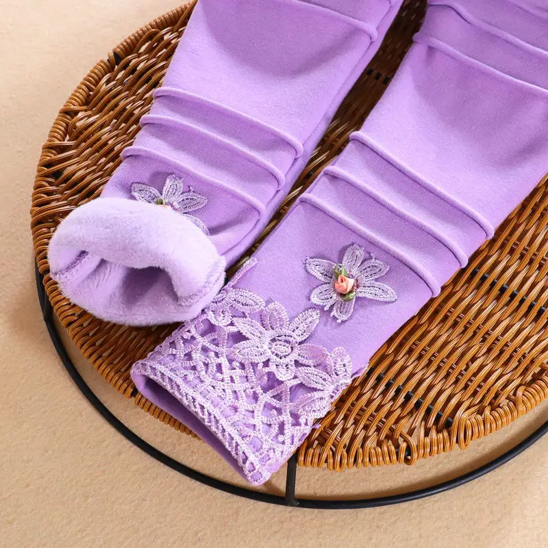 purple Зимние леггинсы для девочек, новые модные хлопковые обтягивающие штаны, плотные флисовые теплые леггинсы принцессы для девочек, длинные штаны, RT301 - Цвет: purple
