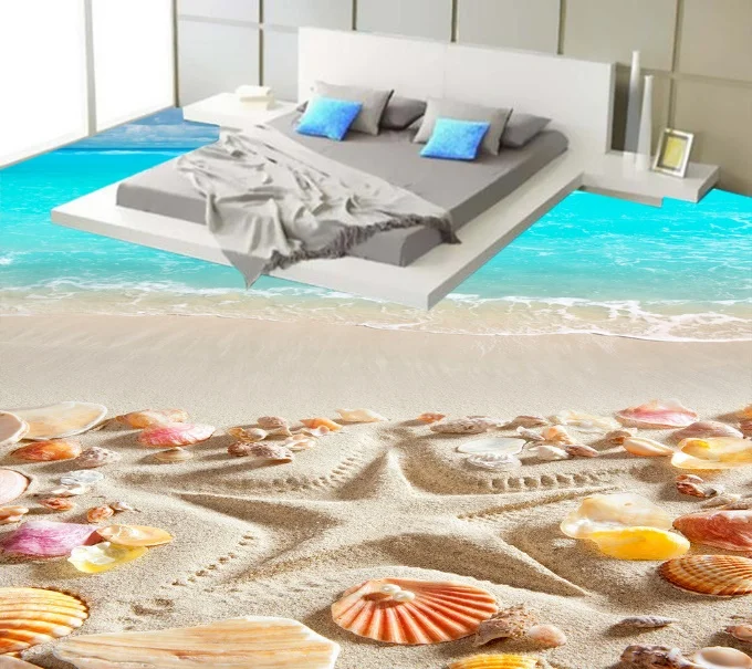 

[Self-Adhesive] 3D Beach Shells Kid 4 Non-slip Waterproof Photo Self-Adhesive Floor Mural Sticker WallPaper Murals Print Decal