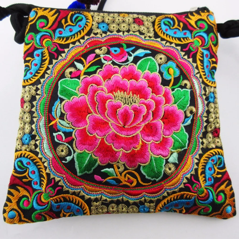 Hmong Tribal Ethnic Thai Indian Boho shoulder bag messenger embroidery pom charm trim SYS-305 | Багаж и сумки